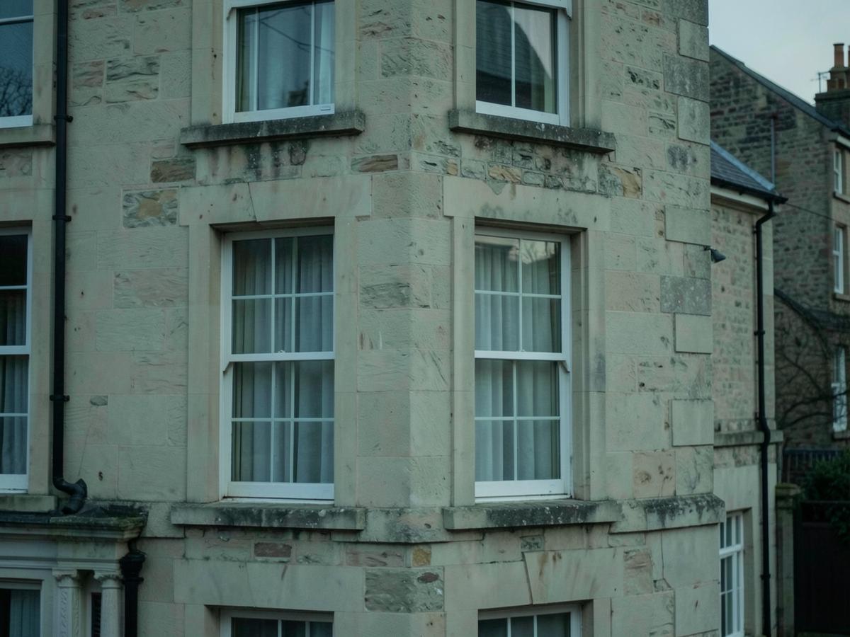 Stone facade of a period family house